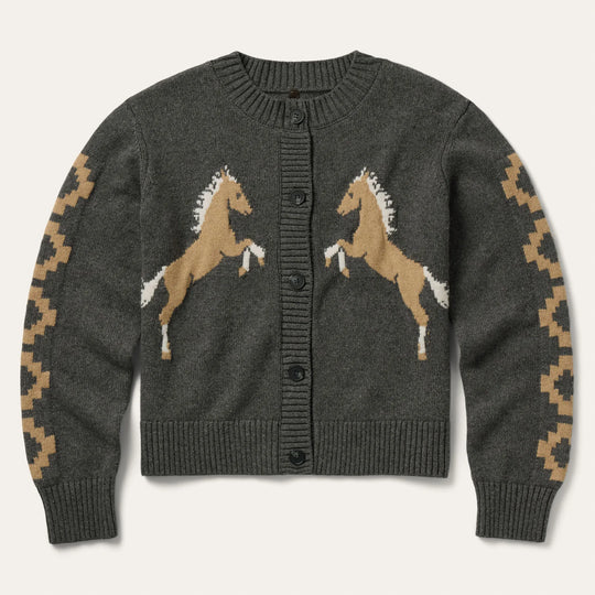 Ladies Stetson Bronc Crop Cardigan Long Sleeve Sweater - 11-027-0539-7034-GY