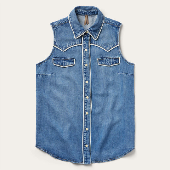 Ladies Stetson Sleeveless Denim Western Shirt