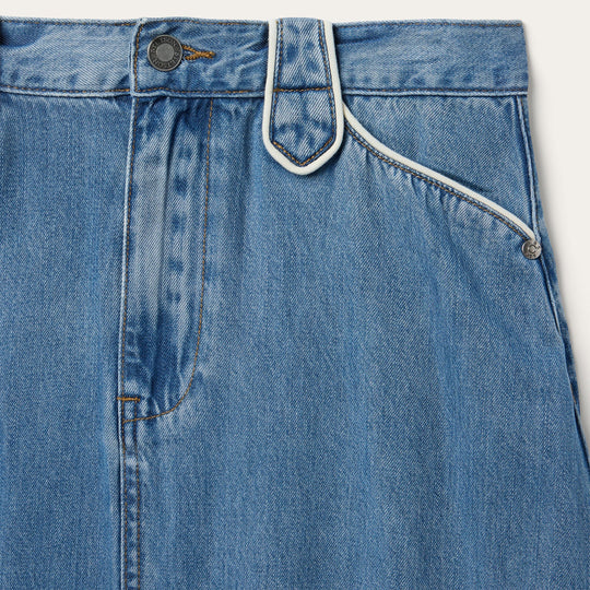 Ladies Stetson A-Line Piped Denim Skirt