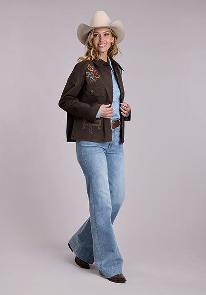 Ladies Stetson Stretch Twill Jacket With Cowgirl Embroidery - 11-098-0202-7030 BR