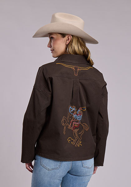Ladies Stetson Stretch Twill Jacket With Cowgirl Embroidery - 11-098-0202-7030 BR