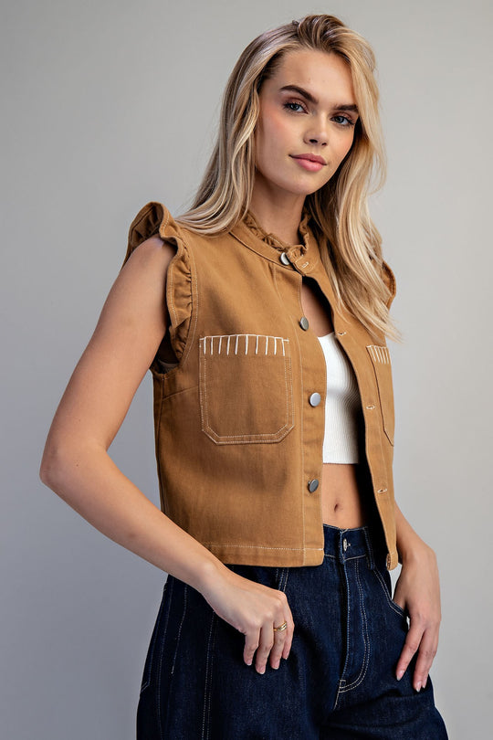Ladies EESOME Mineral Washed Whipstitch Vest - JK16864