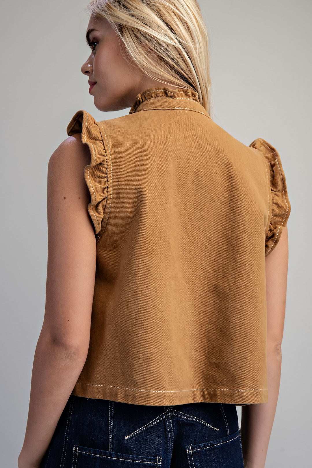 Ladies EESOME Mineral Washed Whipstitch Vest - JK16864