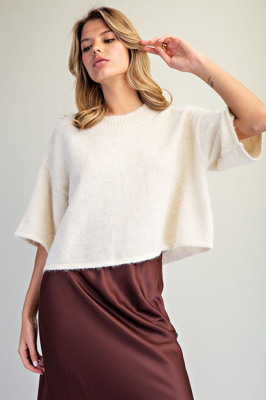 Ladies EESOME Drop Shoulder Short Sleeve Sweater - SK16530
