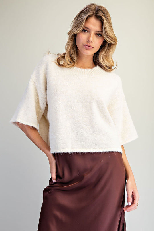 Ladies EESOME Drop Shoulder Short Sleeve Sweater - SK16530