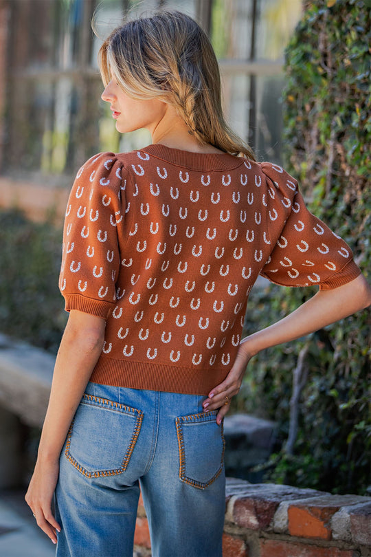 Ladies EESOME Horseshoe Short Sleeve Cardigan - SJH17192