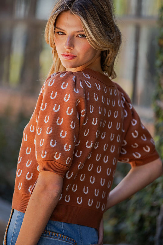 Ladies EESOME Horseshoe Short Sleeve Cardigan - SJH17192