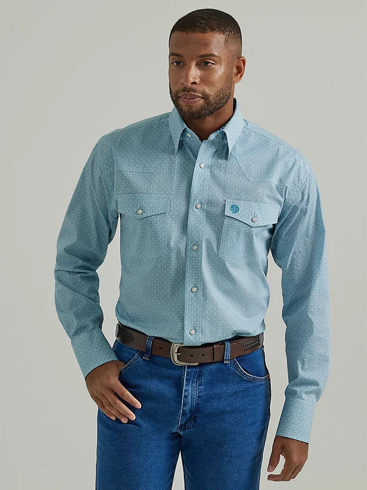 Camicia da uomo Wrangler George Strait Troubadour a maniche lunghe con bottoni western - 112331827 