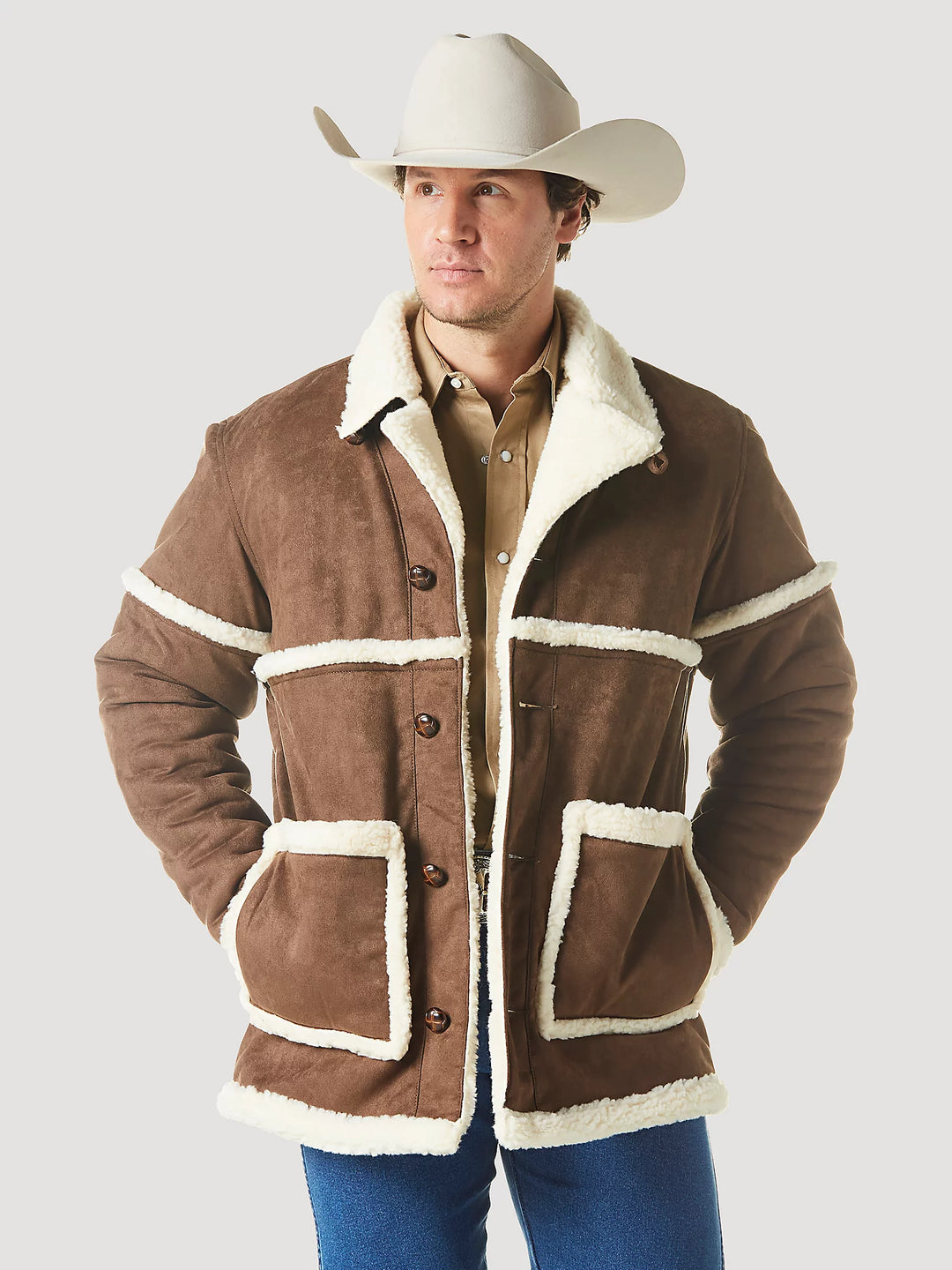 Men's Wrangler Sherpa Contrast Cowboy Jacket - 112336440