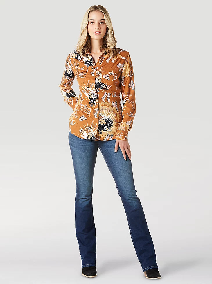 Cruel Denim Bronc Print Rayon Shirt- Western Wear