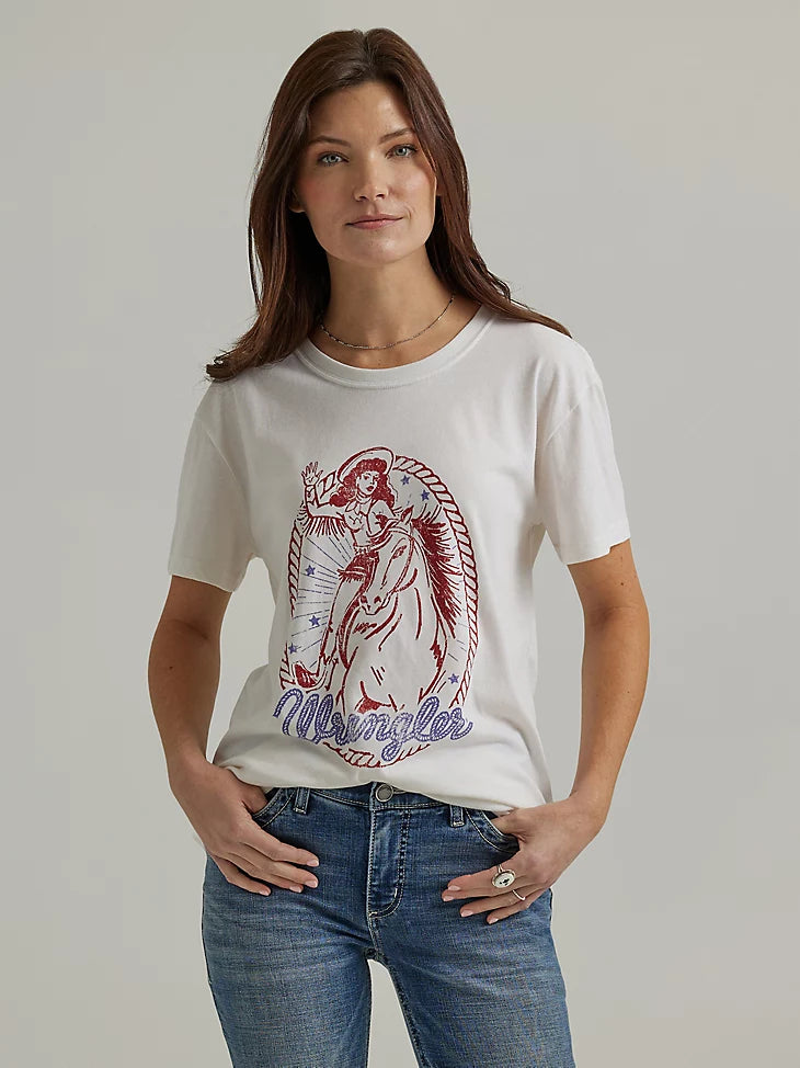 Ladies Wrangler Western Graphic Boyfriend T-Shirt - 112344199