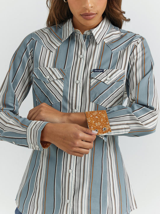 Ladies Wrangler Western Dress Snap Shirt - 112353154
