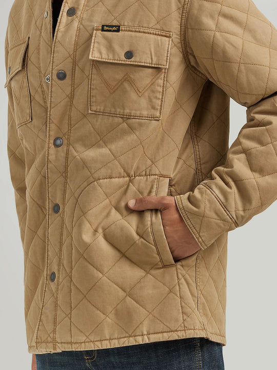 Men's Wrangler Reversible Quilted Shirt Jacket in Clay - 112353398