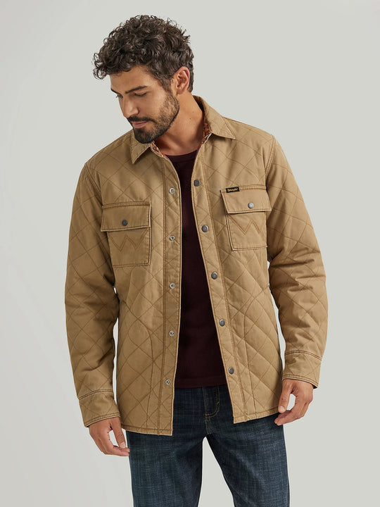 Men's Wrangler Reversible Quilted Shirt Jacket in Clay - 112353398