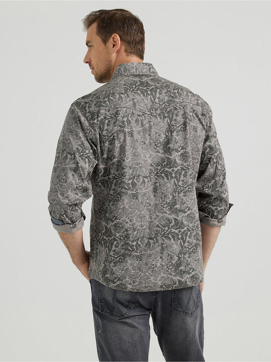 Men's Wrangler® Retro® Premium Long Sleeve Western Snap Printed Shirt - 112356589 - FINAL SALE