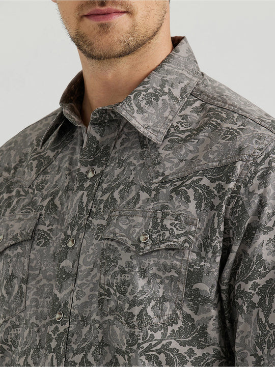 Men's Wrangler® Retro® Premium Long Sleeve Western Snap Printed Shirt - 112356589 - FINAL SALE
