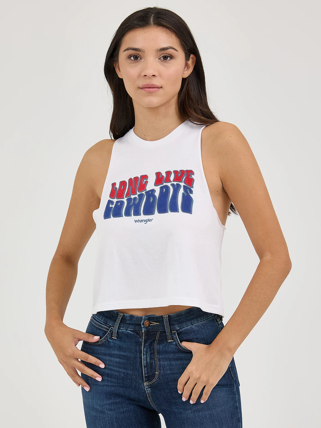 Ladies Wrangler Festival Crop Graphic Tank - 112361861