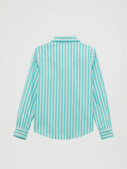 Girl's Wrangler Striped Western Snap Shirt - 112364308