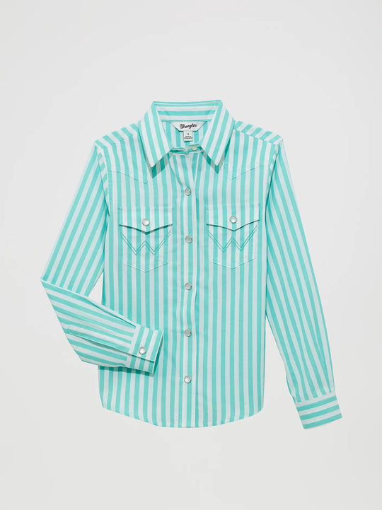 Girl's Wrangler Striped Western Snap Shirt - 112364308
