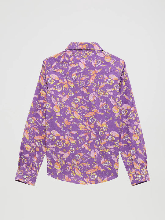 Girl's Wrangler Cacti Floral Western Snap Shirt - 112364309