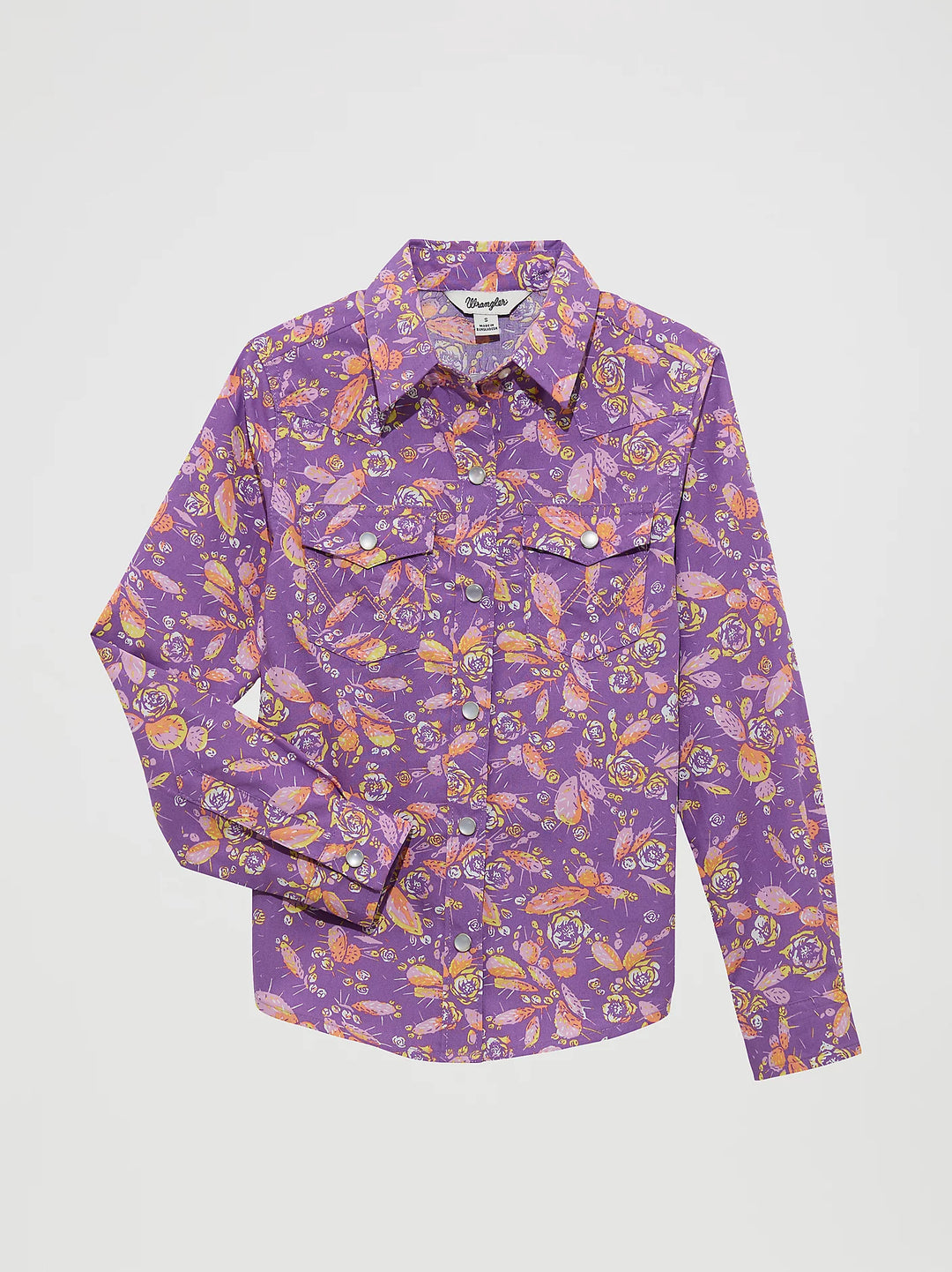 Girl's Wrangler Cacti Floral Western Snap Shirt - 112364309