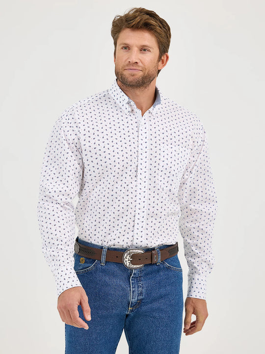 Men's Wrangler George Strait Long Sleeve Button Down One Pocket Shirt - 112365376
