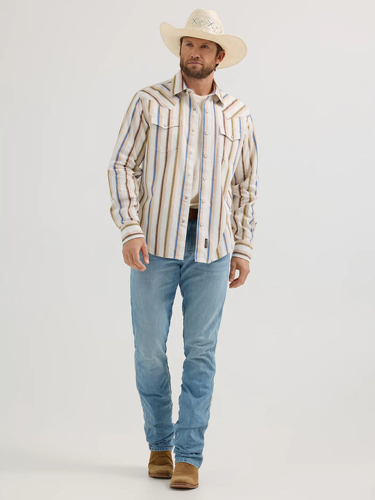 Men's Wrangler Retro® Premium Brushpopper Stripe Western Snap Shirt - 112365630
