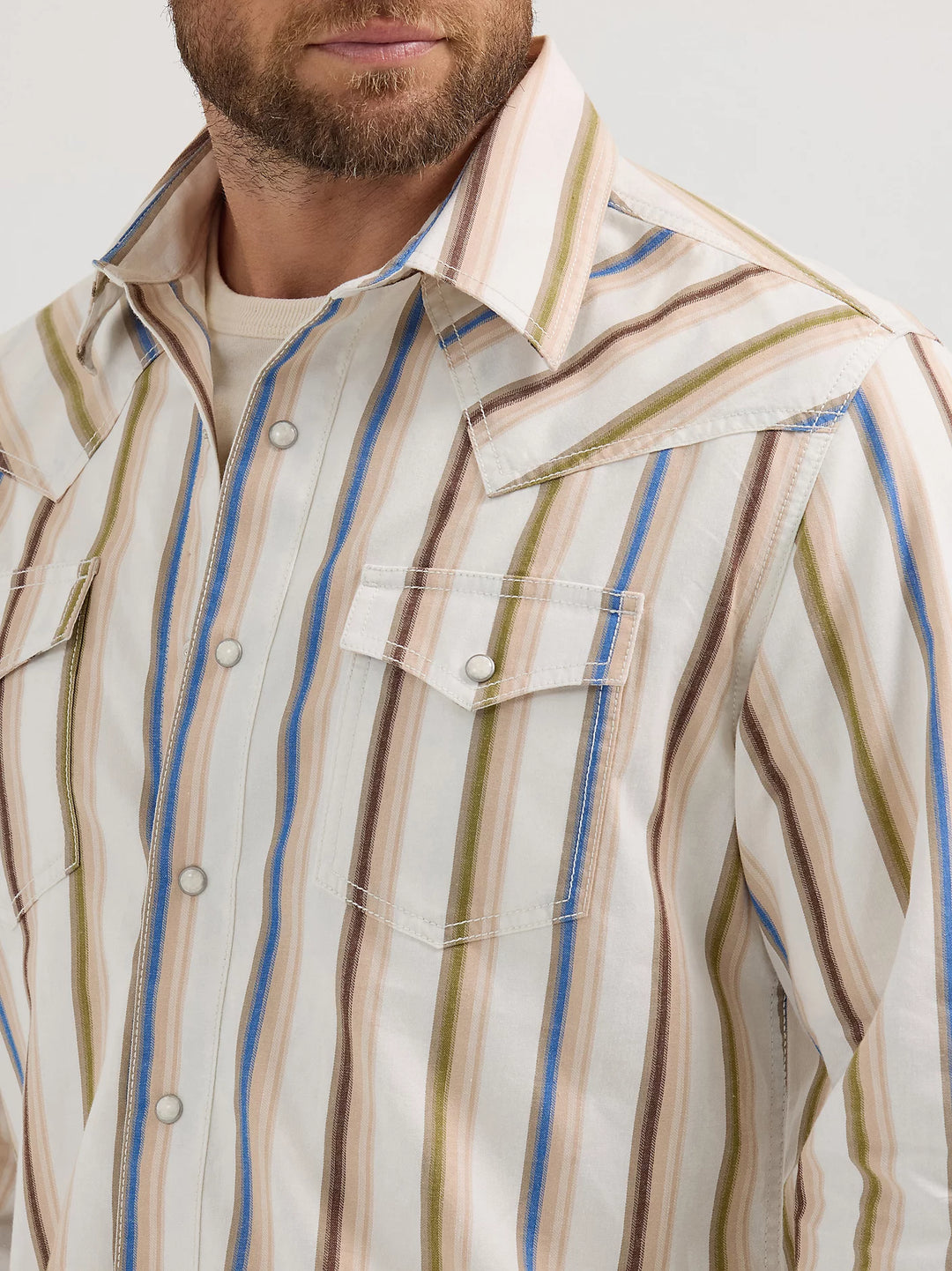 Men's Wrangler Retro® Premium Brushpopper Stripe Western Snap Shirt - 112365630