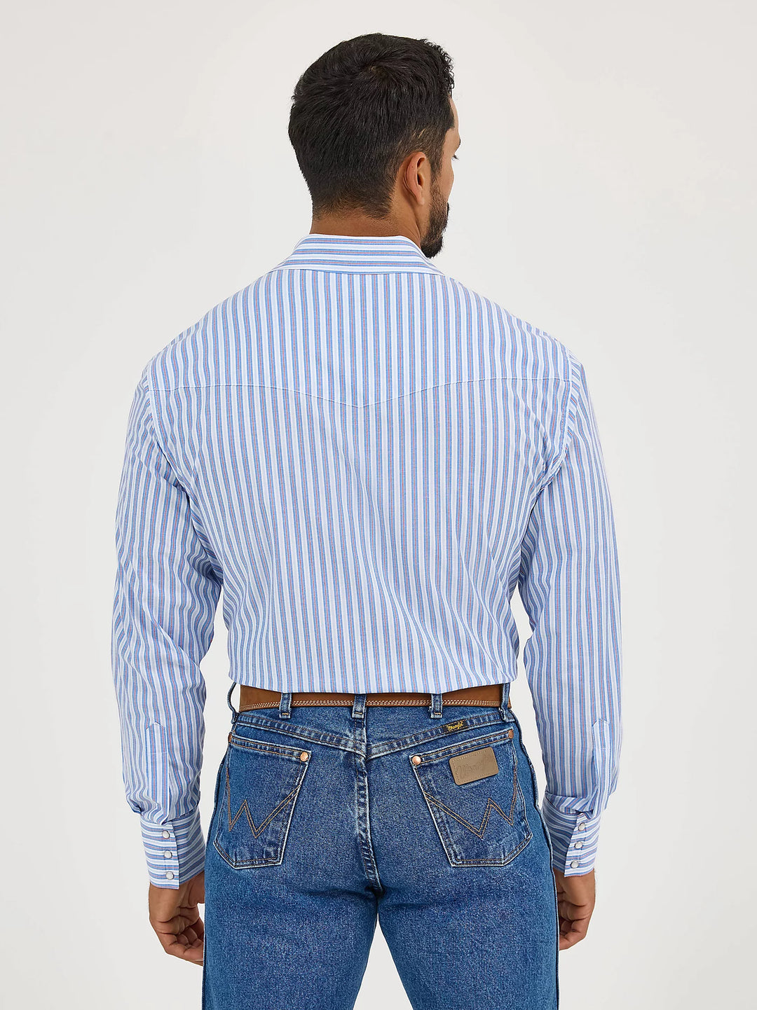 Men's Wrangler Wrinkle Resist Long Sleeve Western Snap Stripe Shirt - 112365848