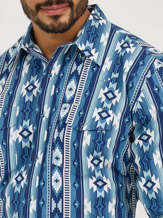 Men's Wrangler Checotah® Long Sleeve Western Snap Printed Shirt - 112365889