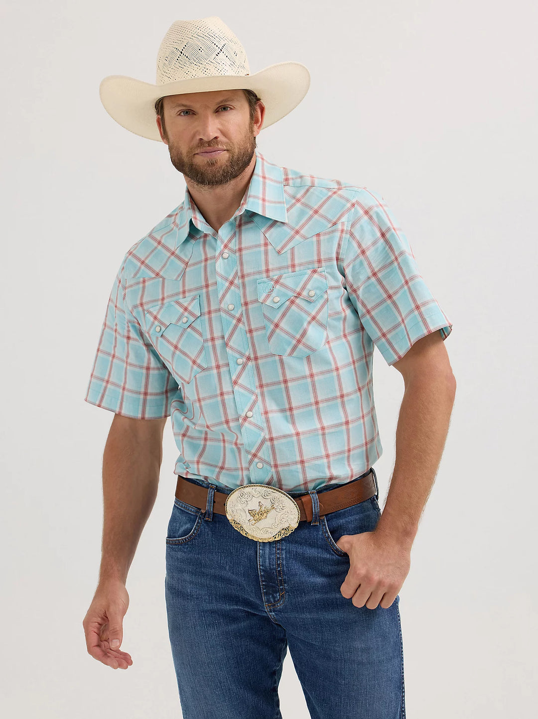 Men's Wrangler Retro® Short Sleeve Sawtooth Pocket Western Snap Shirt - 112365894
