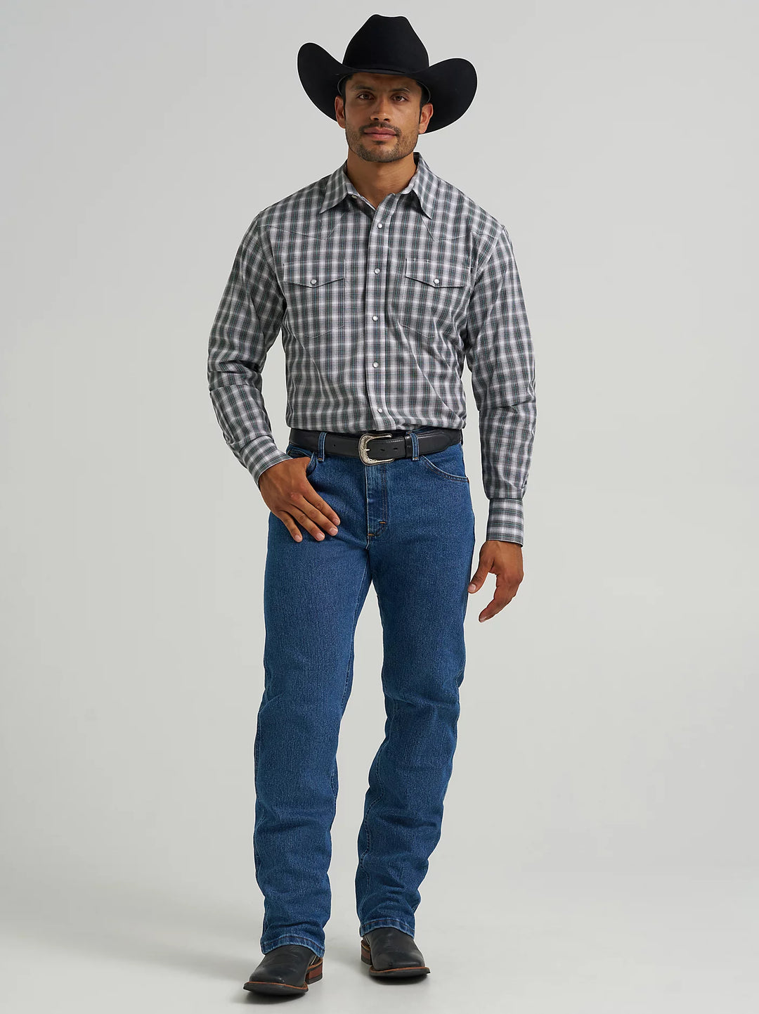Men's Wrangler Wrinkle Resist Long Sleeve Western Snap Plaid Shirt - 112367708