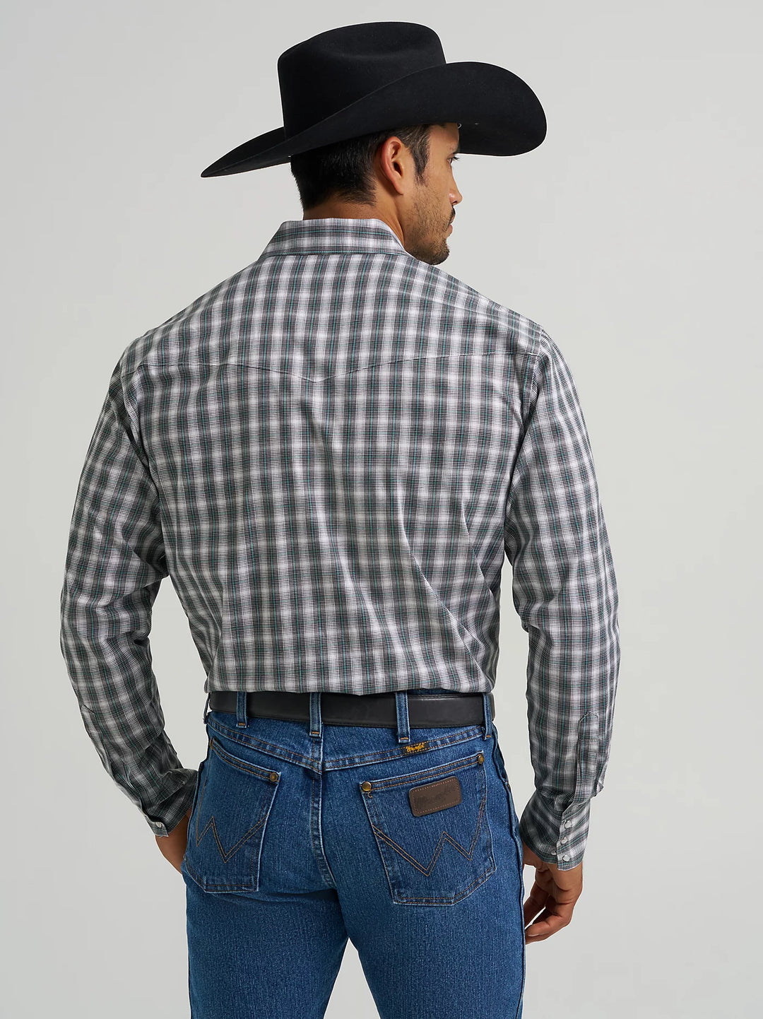 Men's Wrangler Wrinkle Resist Long Sleeve Western Snap Plaid Shirt - 112367708