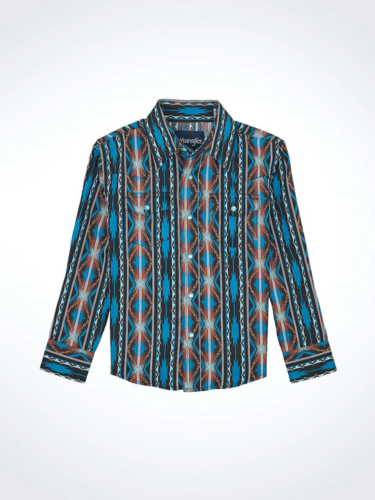 Boy's Wrangler Checotah Long Sleeve Western Snap Shirt - 112367720