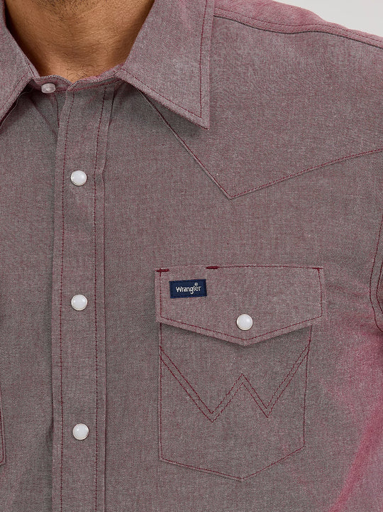 Men's Wrangler Cowboy Cut® Long Sleeve Western Snap Chambray Work Shirt - 112367725