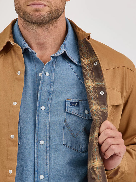 Men's Wrangler® Long Sleeve Flannel Lined Solid Work Shirt - 112367726