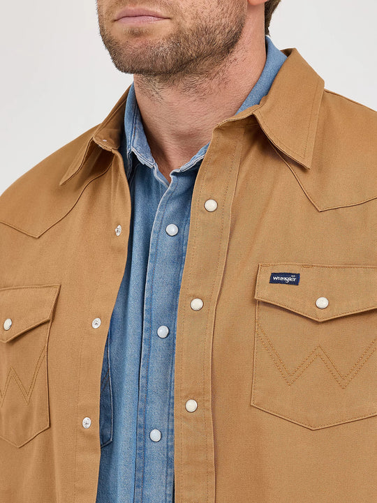 Men's Wrangler® Long Sleeve Flannel Lined Solid Work Shirt - 112367726