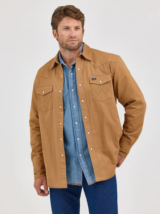 Men's Wrangler® Long Sleeve Flannel Lined Solid Work Shirt - 112367726