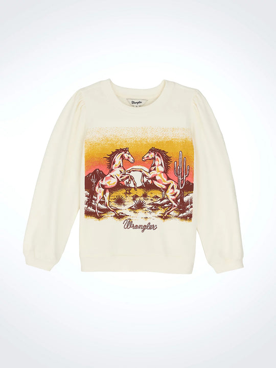 Girl's Wrangler Graphic Puff Sleeve Pullover - 112367890