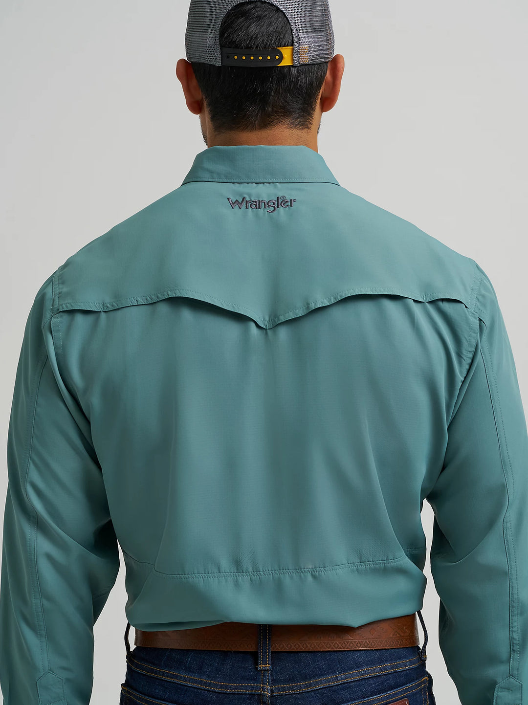 Men's Wrangler Performance Pine Snap Long Sleeve Solid Shirt - 112368052
