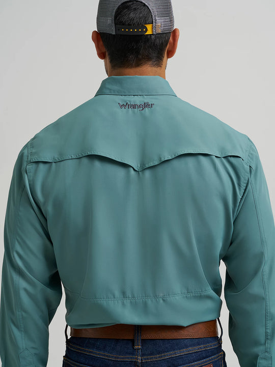 Men's Wrangler Performance Pine Snap Long Sleeve Solid Shirt - 112368052