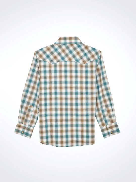 Boy's Wrangler Retro® Western Snap Plaid Shirt with Front Sawtooth Pockets - 112368059