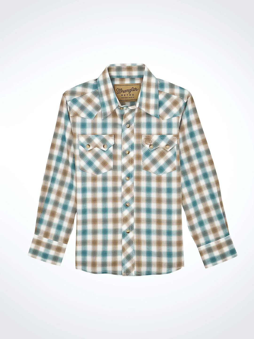 Boy's Wrangler Retro® Western Snap Plaid Shirt with Front Sawtooth Pockets - 112368059