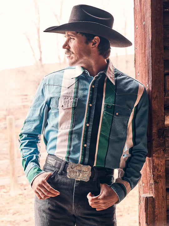 Men's Wrangler Vintage-Inspired Brushpopper Western Snap Workshirt - 112368191