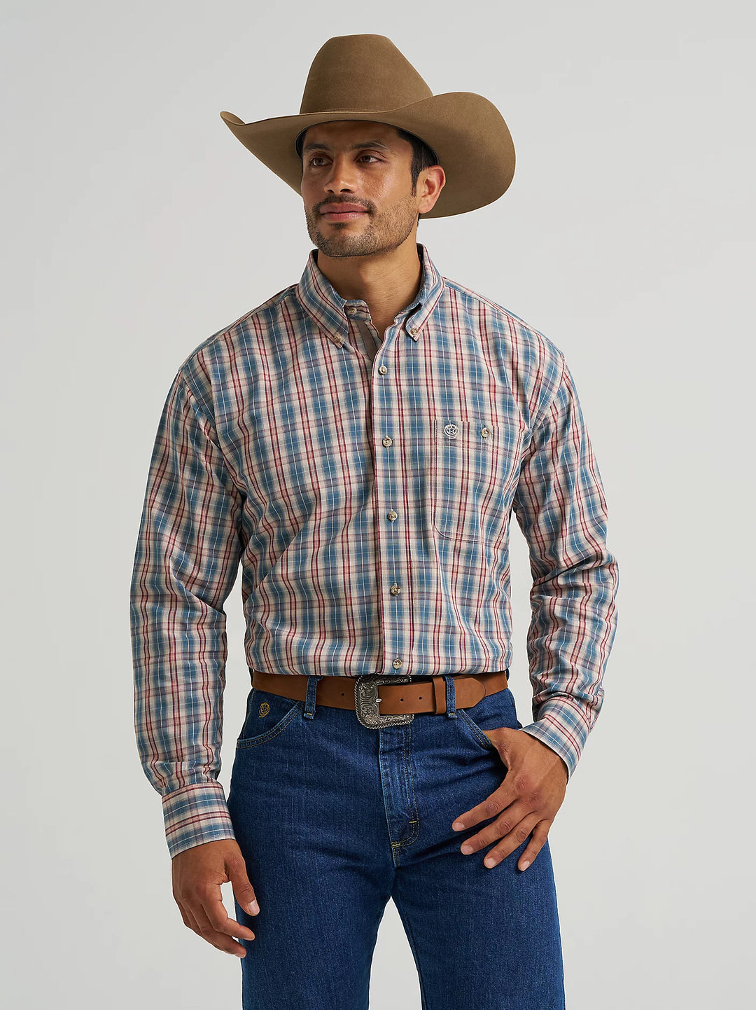 Wrangler® George Strait™ Long Sleeve Button Down One Pocket Shirt - 112368226