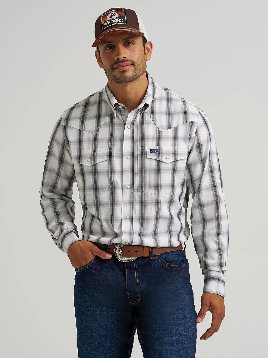 Men's Wrangler Performance Snap Long Sleeve Plaid Shirt - 112368291