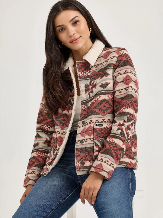 Ladies Wrangler® Sherpa Lined Jacquard Barn Jacket - 112368301