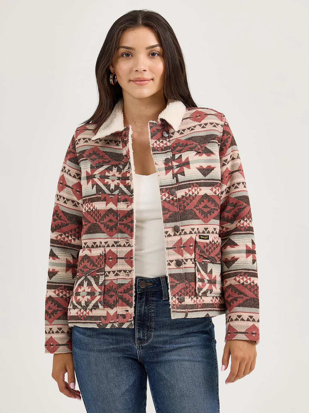 Ladies Wrangler® Sherpa Lined Jacquard Barn Jacket - 112368301