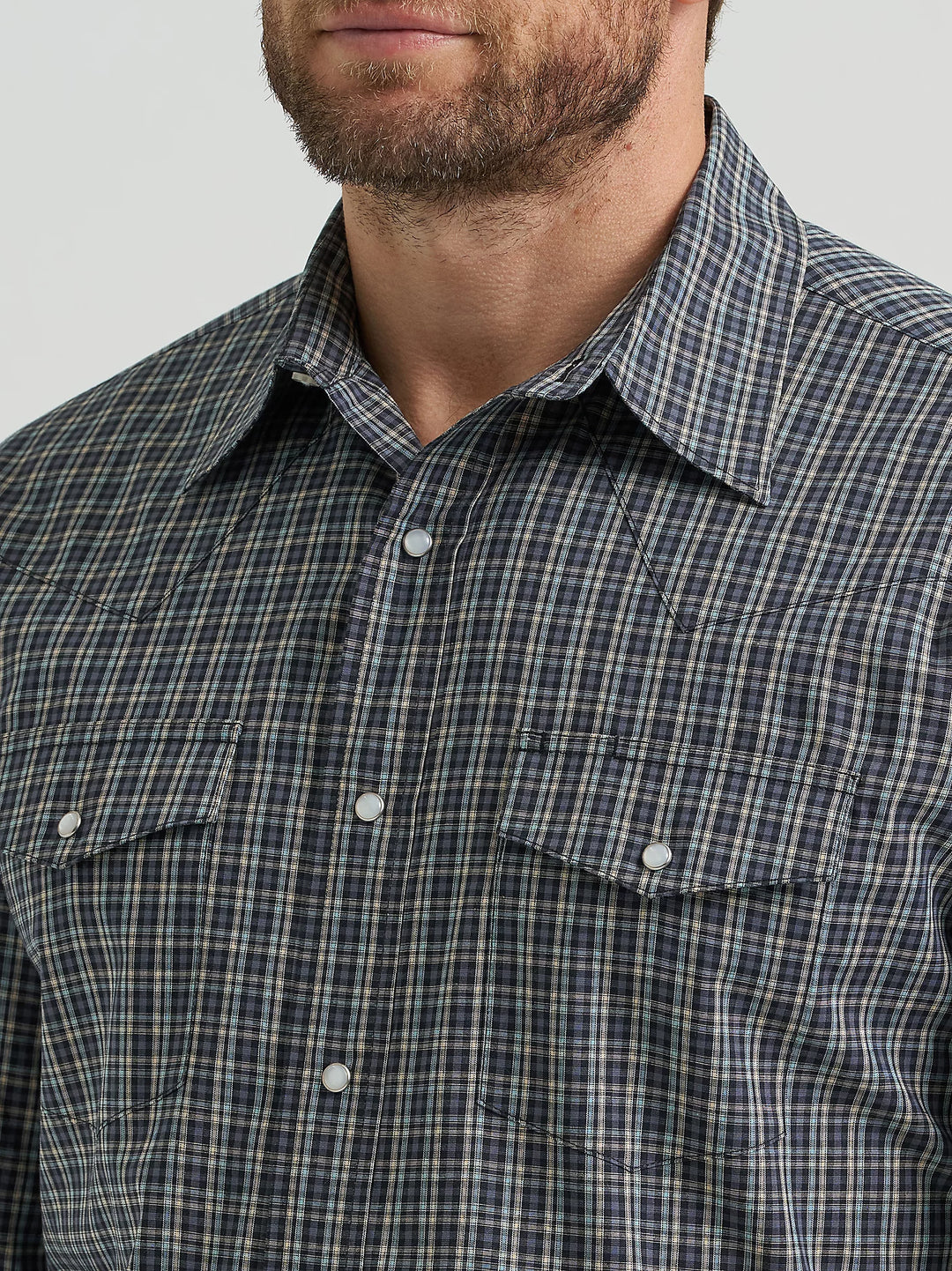 Men's Wrangler Wrinkle Resist Long Sleeve Western Snap Plaid Shirt - 112369399