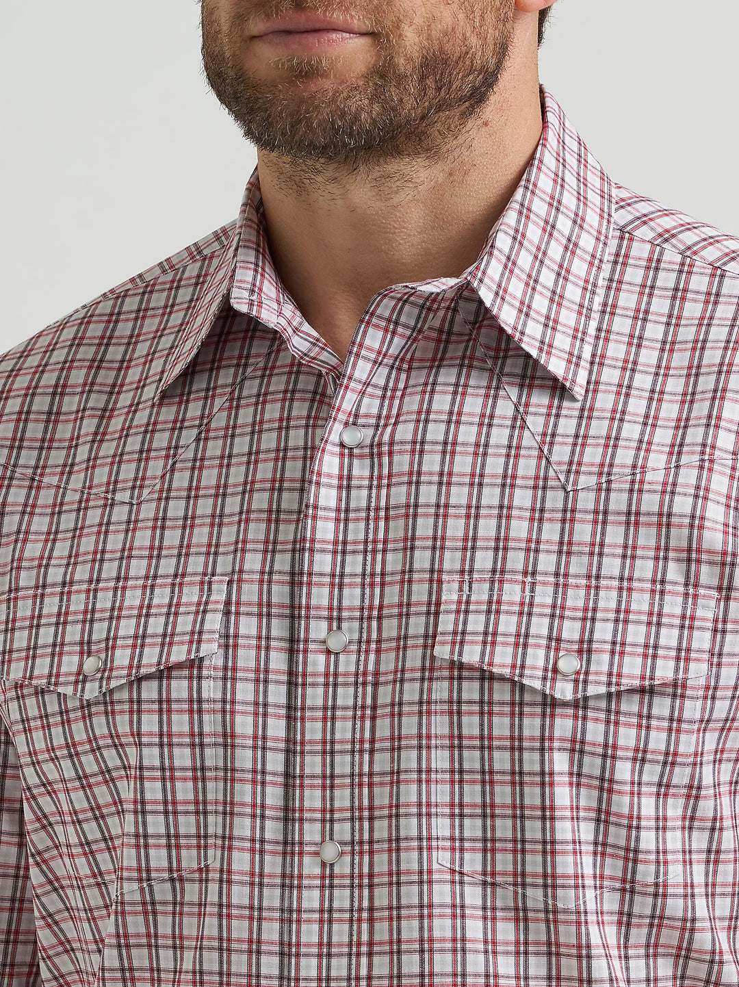 Men's Wrangler Wrinkle Resist Long Sleeve Western Snap Plaid Shirt - 112369465